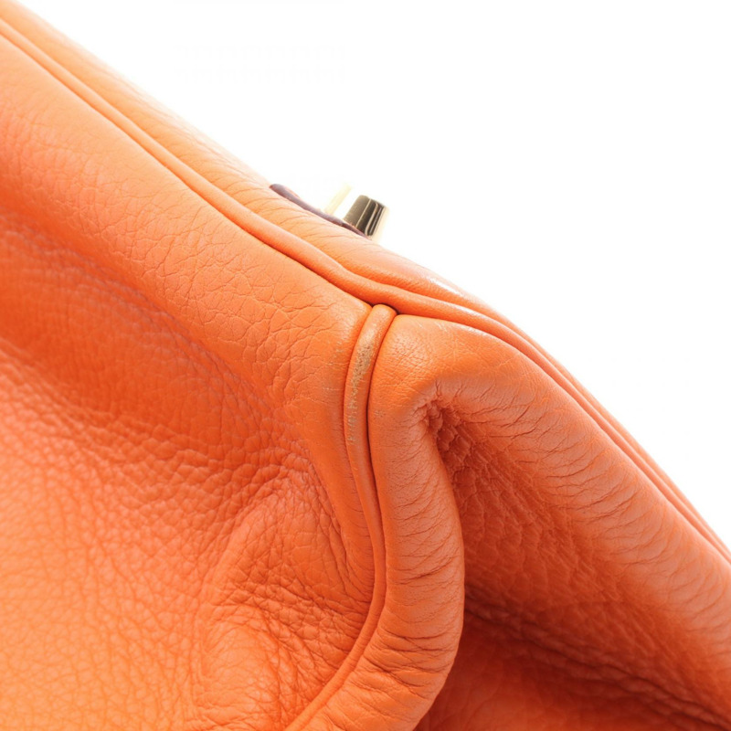 愛馬仕 Birkin 35 手提包 Clemence 皮革 橙色 二手 女士 GHW I-6