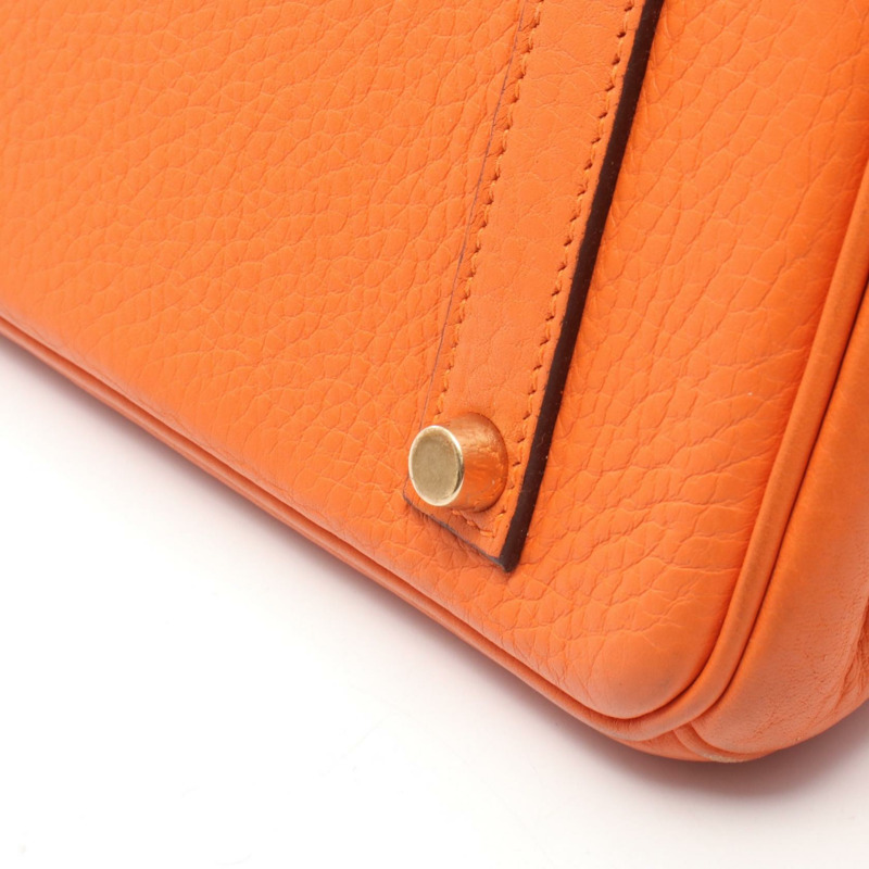愛馬仕 Birkin 35 手提包 Clemence 皮革 橙色 二手 女士 GHW I-7