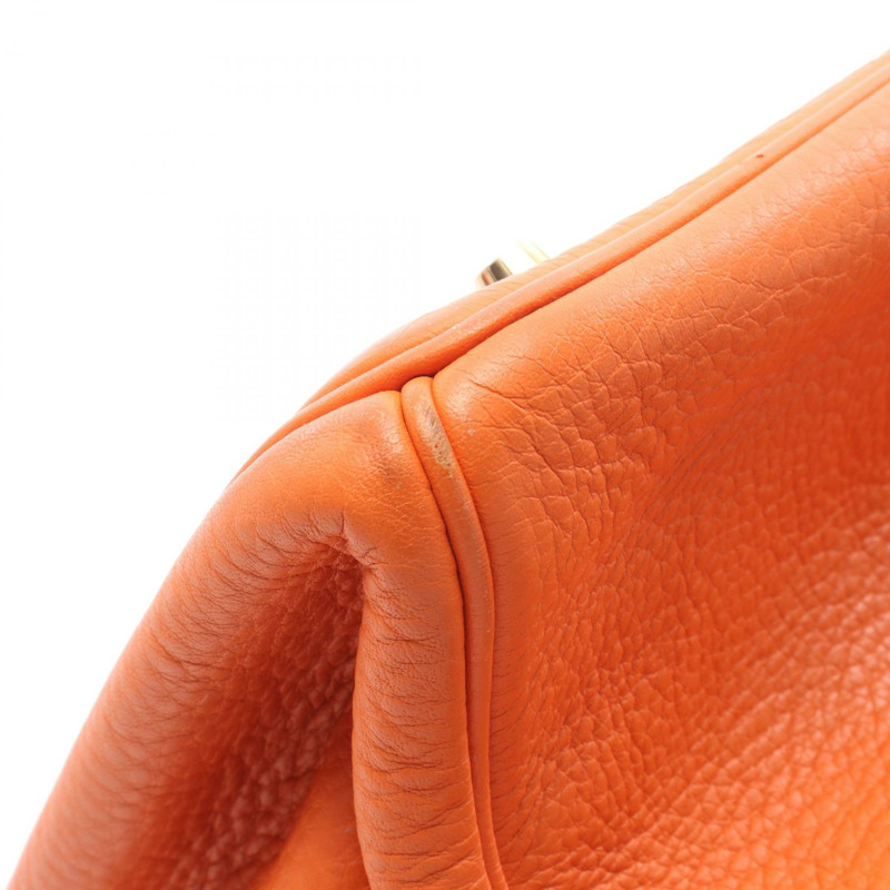 愛馬仕 Birkin 35 手提包 Clemence 皮革 橙色 二手 女士 GHW I-8