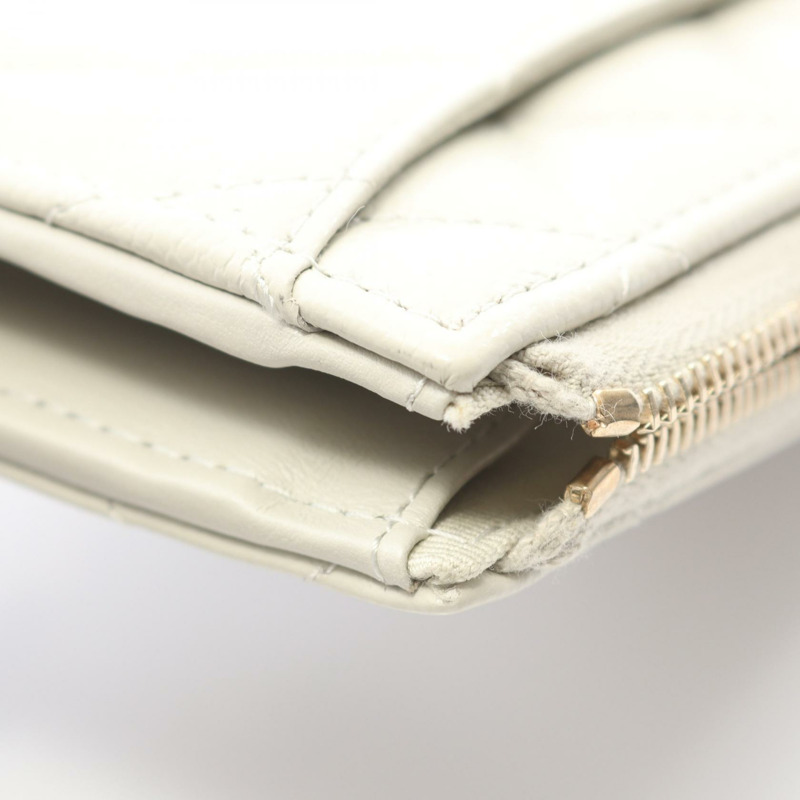 香奈兒 (CHANEL) Matelasse Zippy 圓形錢包，粒面小牛皮，灰色，二手，女士，金色五金-7