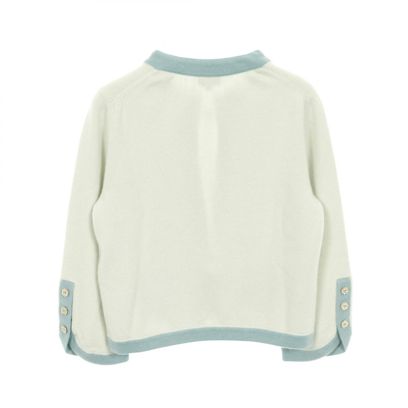 香奈兒 COCO 標誌紐扣開襟衫 針織羊絨衫 藍色 二手 女款 36碼 CC-1