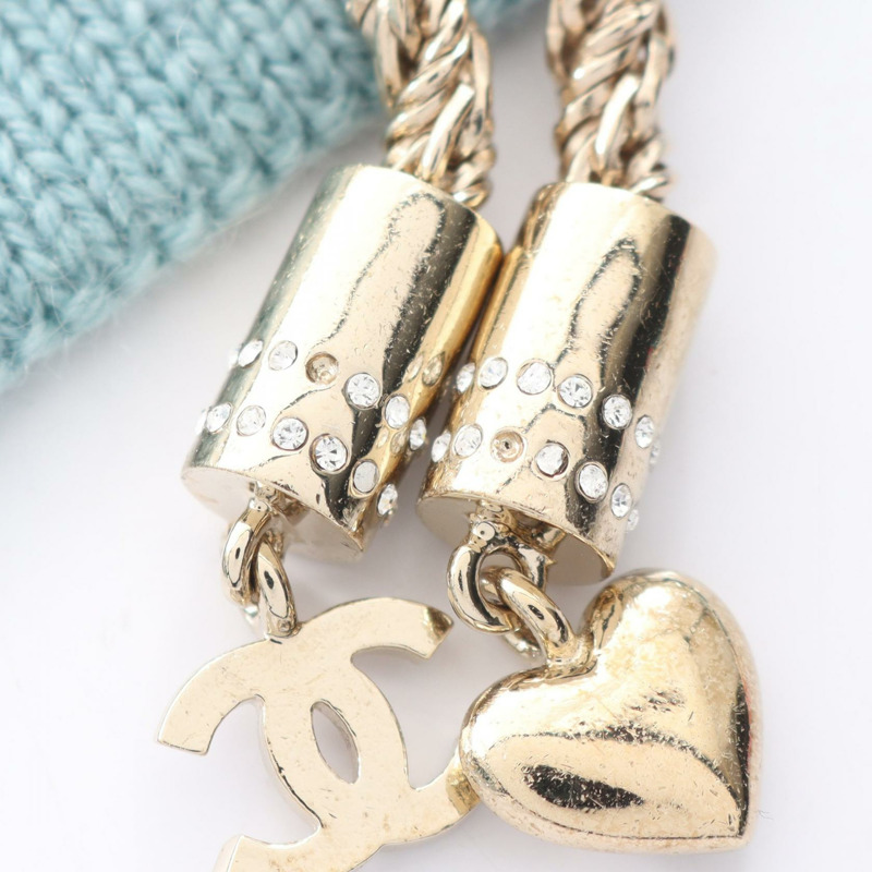 香奈兒 COCO 標誌紐扣開襟衫 針織羊絨衫 藍色 二手 女款 36碼 CC-5