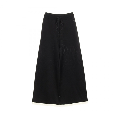 香奈兒 COCO 標誌針織褲,黑色,黏膠纖維材質,二手女款,34 碼 CC