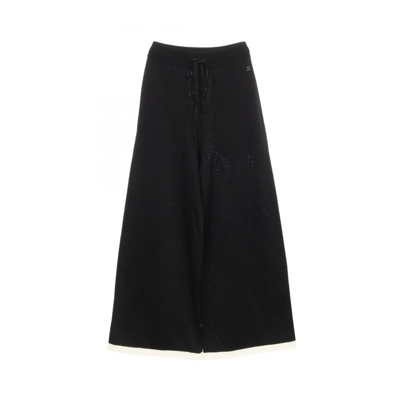 香奈兒 COCO 標誌針織褲,黑色,黏膠纖維材質,二手女款,34 碼 CC-0