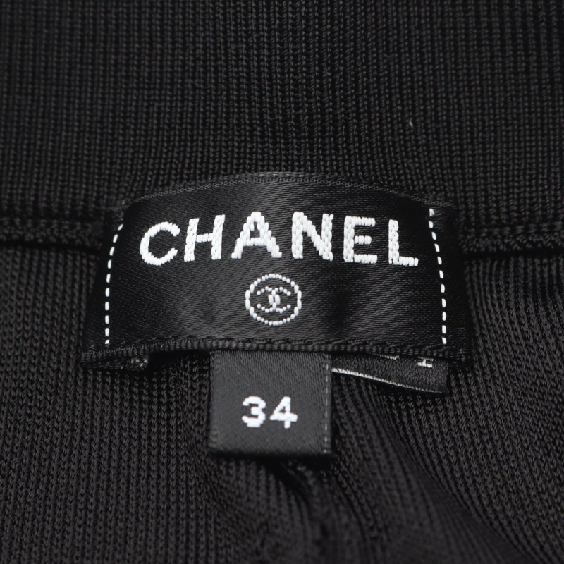 香奈兒 COCO 標誌針織褲,黑色,黏膠纖維材質,二手女款,34 碼 CC-2
