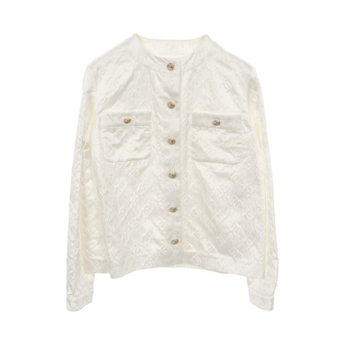 香奈兒 COCO 標誌紐帶 無色外套 P79802V72080 絲棉 白色 二手 女