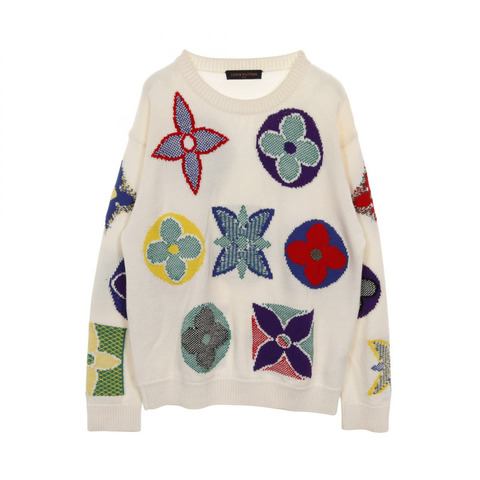 路易威登 (LOUIS VUITTON) 羊毛針織衫,Monogram 多色白色,二手女款 #XL