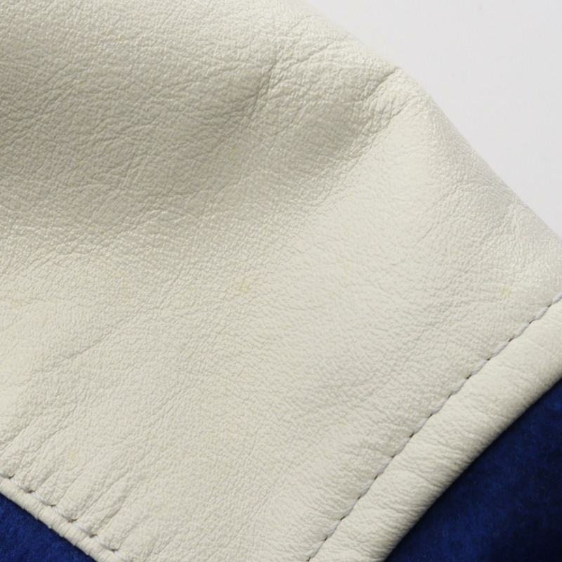 路易威登 V 字貼片棒球夾克 #32 羊毛皮革短夾克 藍色 二手 女款 LV-4