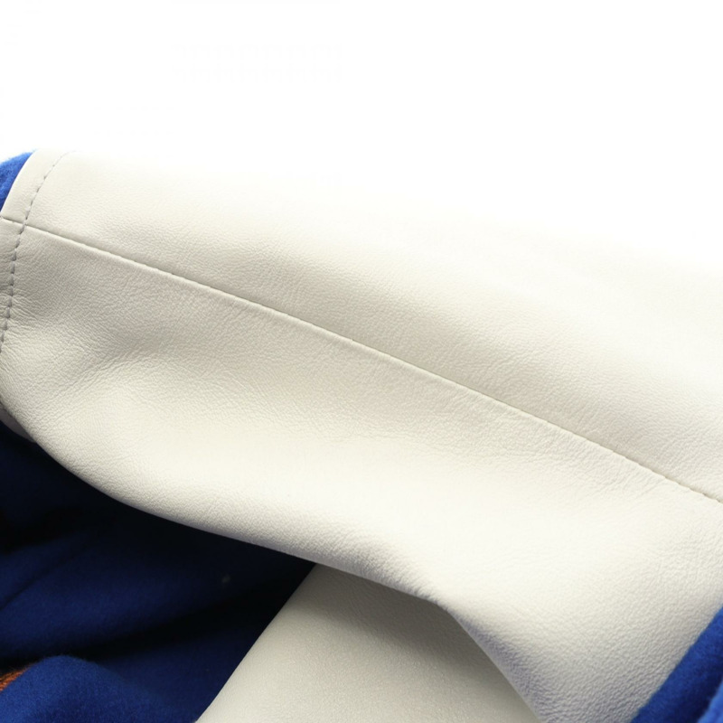 路易威登 V 字貼片棒球夾克 #32 羊毛皮革短夾克 藍色 二手 女款 LV-5