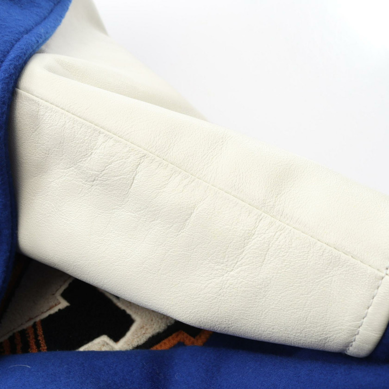 路易威登 V 字貼片棒球夾克 #32 羊毛皮革短夾克 藍色 二手 女款 LV-6