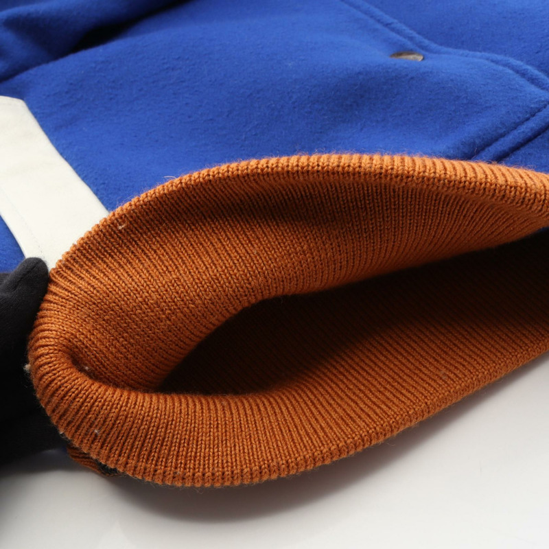 路易威登 V 字貼片棒球夾克 #32 羊毛皮革短夾克 藍色 二手 女款 LV-7