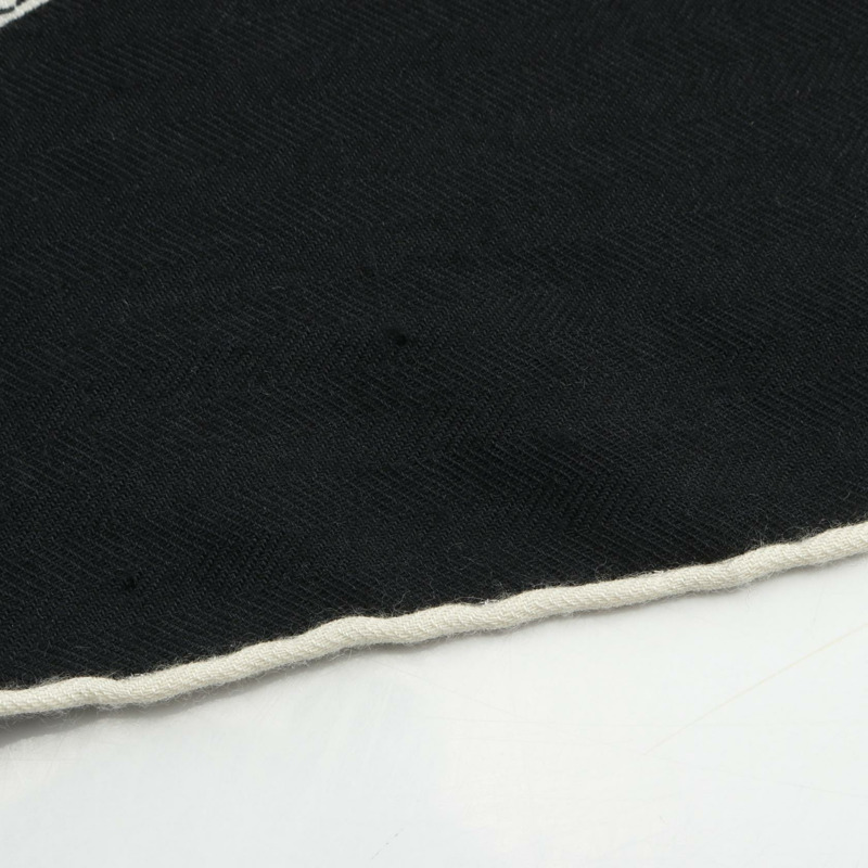愛馬仕 Carre gant 140 JUNGLE LOVE 圍巾,羊絨真絲混紡,黑白配色,二手女款-4