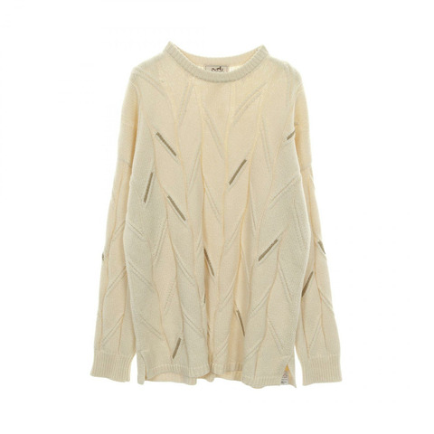 愛馬仕針織衫，棉羊絨皮革混紡，米色，二手，男士S碼