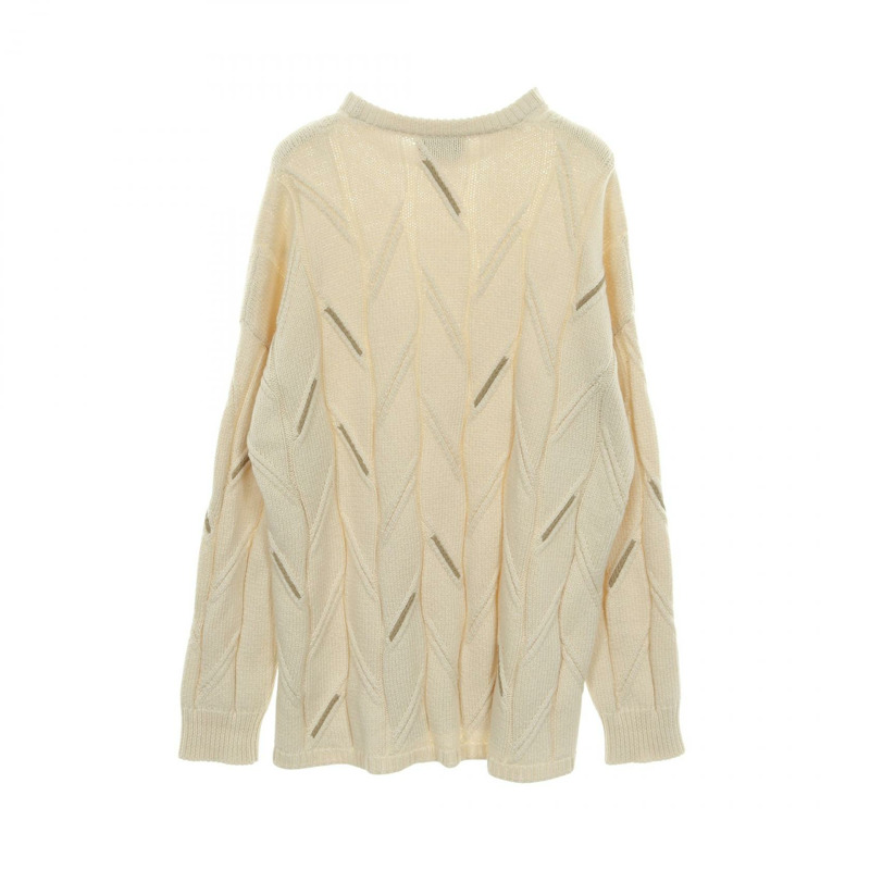 愛馬仕針織衫，棉羊絨皮革混紡，米色，二手，男士S碼-1