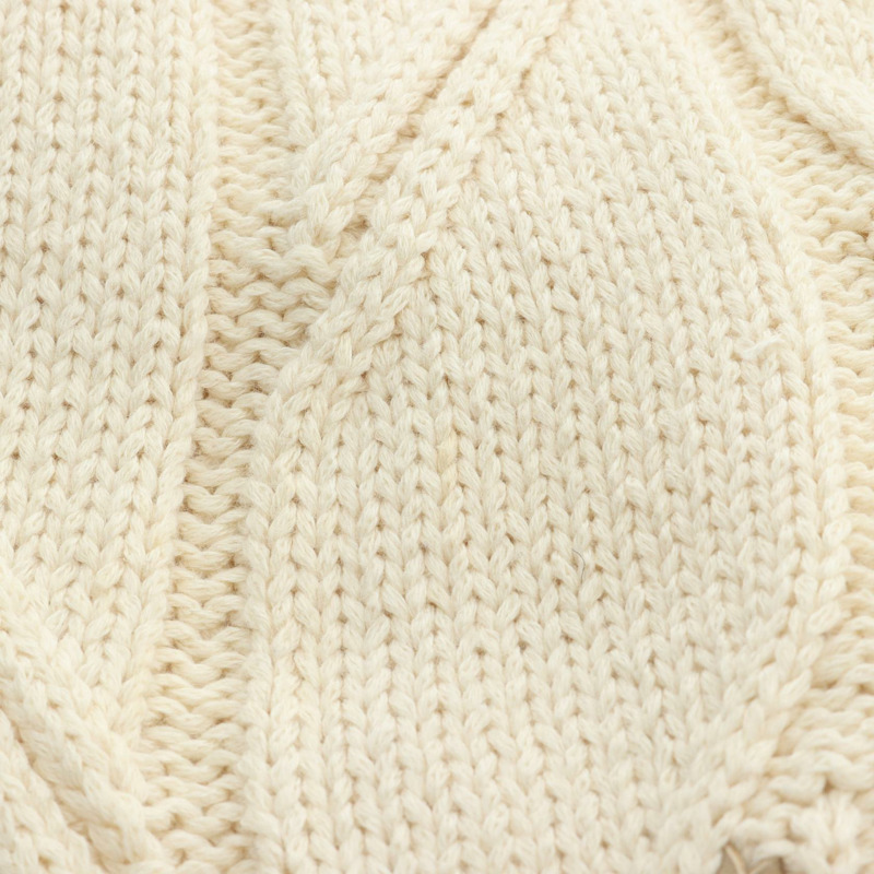 愛馬仕針織衫，棉羊絨皮革混紡，米色，二手，男士S碼-10