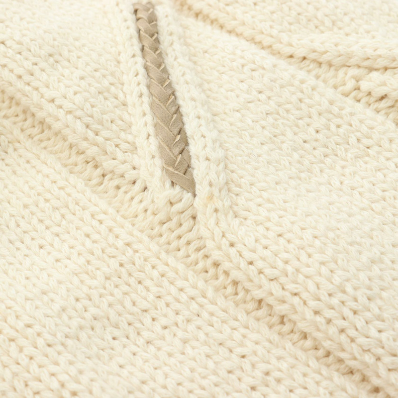 愛馬仕針織衫，棉羊絨皮革混紡，米色，二手，男士S碼-12