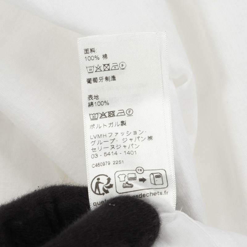 CELINE Triomphe 七分袖襯衫上衣,棉質,白色,二手女款 #36-3