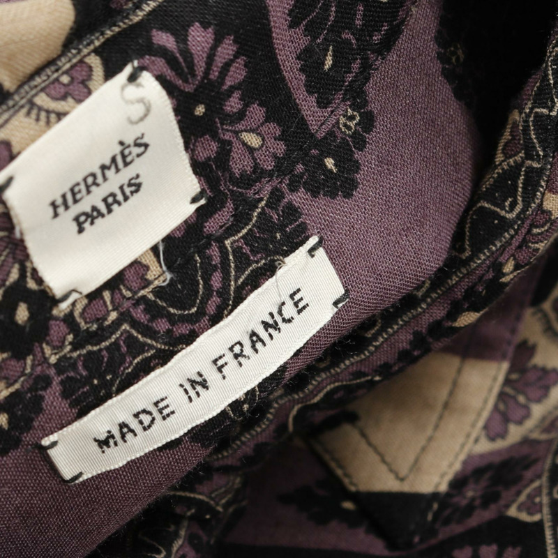 愛馬仕 (HERMES) 透明襯衫式上衣,絲、羊毛、羊絨混紡,紫色,二手女款 #42-6