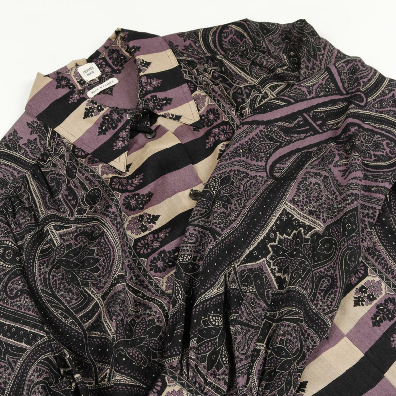 愛馬仕 (HERMES) 透明襯衫式上衣,絲、羊毛、羊絨混紡,紫色,二手女款 #42-9