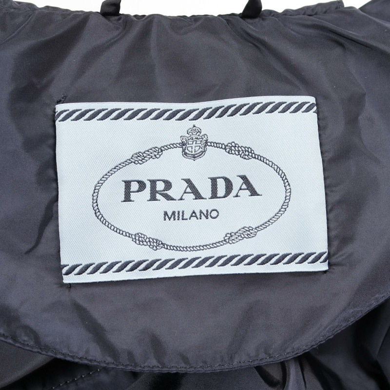 PRADA 輕薄尼龍連帽夾克,海軍藍/白色,二手女款 #36-2