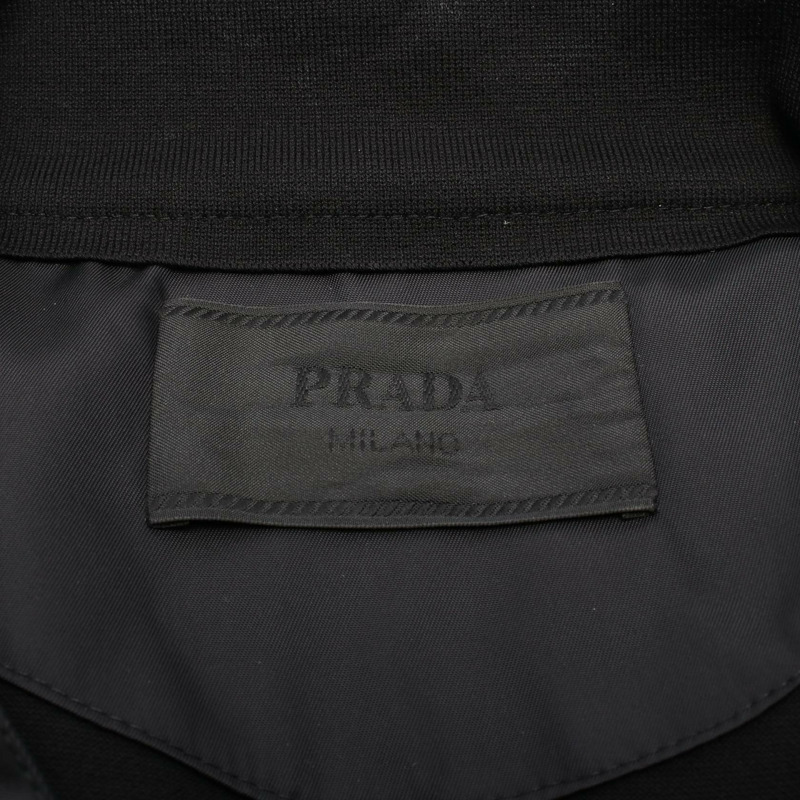 PRADA Pique Re-Nylon 高領 Polo 衫 #L UJN917 棉黑色 二手男款-2