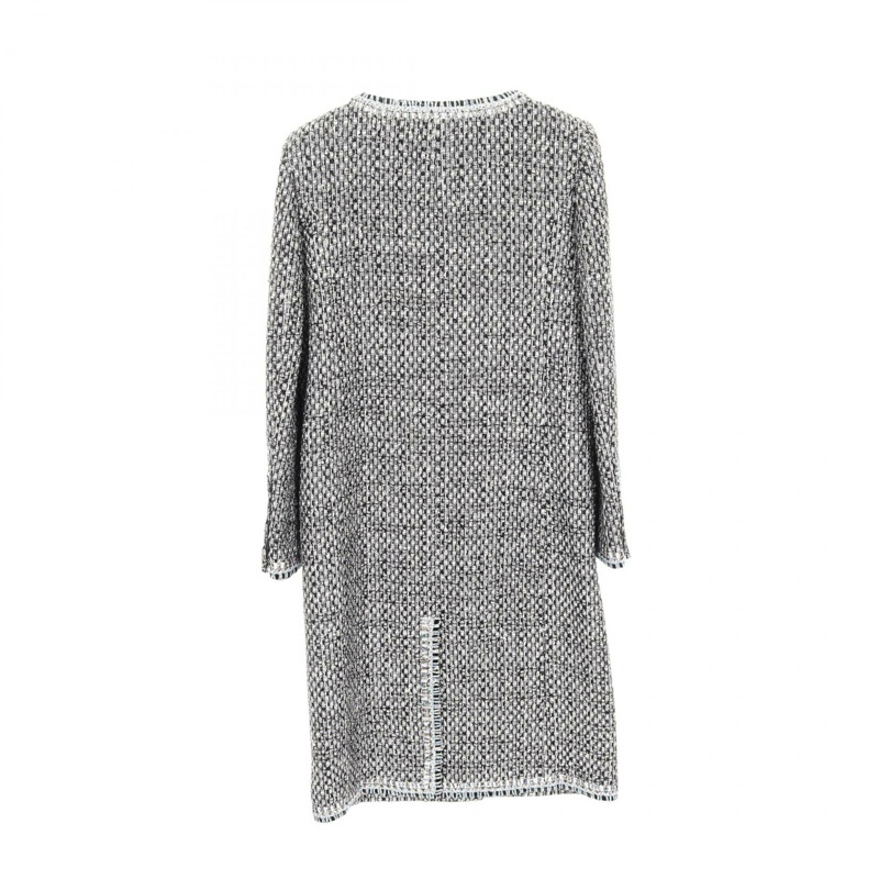 香奈兒 (CHANEL) 亮片夢幻斜紋軟呢外套,飾有 COCO 標誌紐扣,無色外套,尼龍棉混紡,黑色、銀色、多色,二手-1