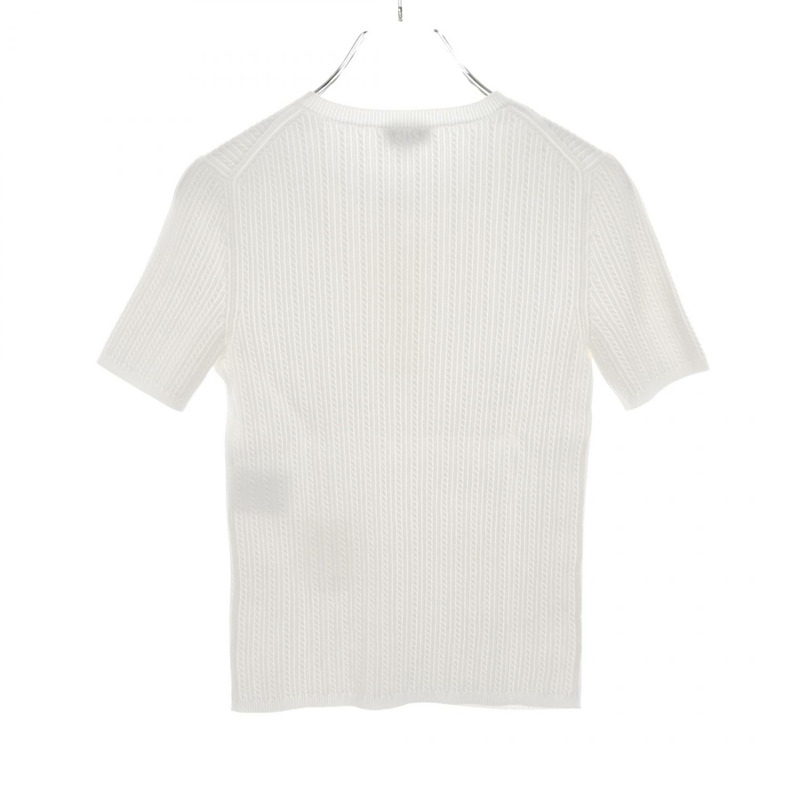 香奈兒 COCO Mark 羅紋夏季針織衫 #34 P72484K10390 棉質 白色 二手-1