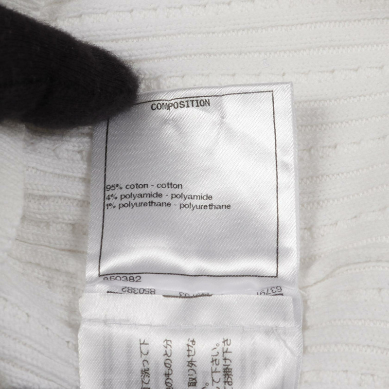 香奈兒 COCO Mark 羅紋夏季針織衫 #34 P72484K10390 棉質 白色 二手-3