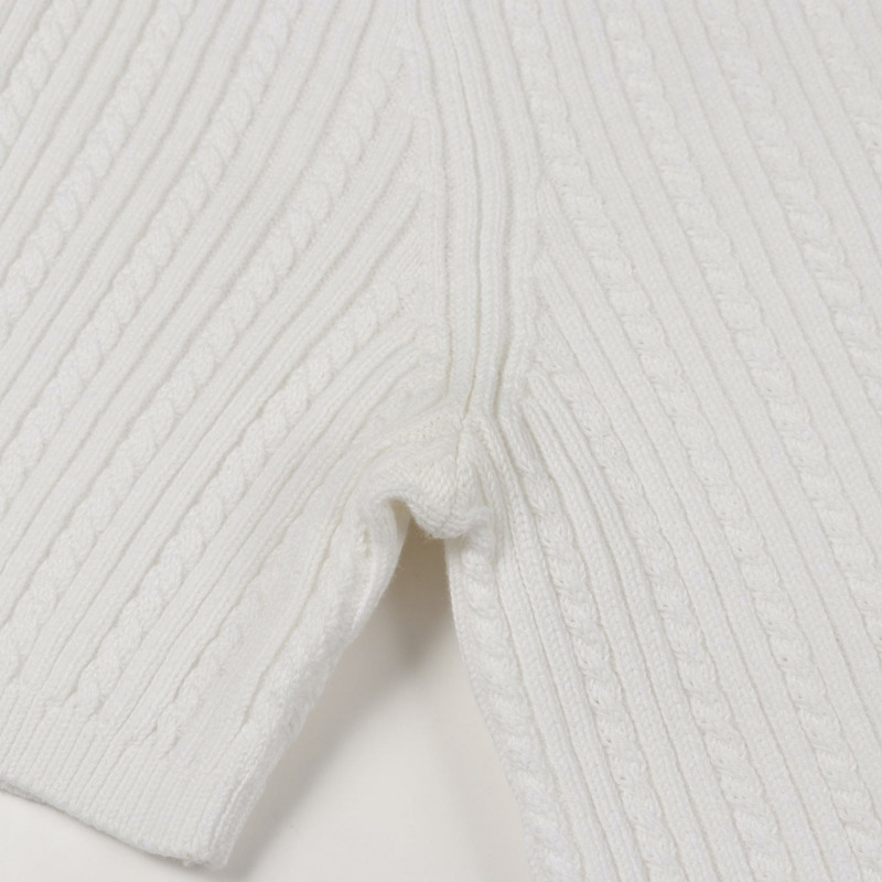 香奈兒 COCO Mark 羅紋夏季針織衫 #34 P72484K10390 棉質 白色 二手-6