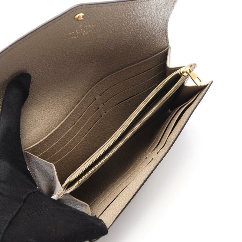 路易威登 Portefeuille Sarah 雙折皮夾長版皮夾 M81049 皮革 米色-2