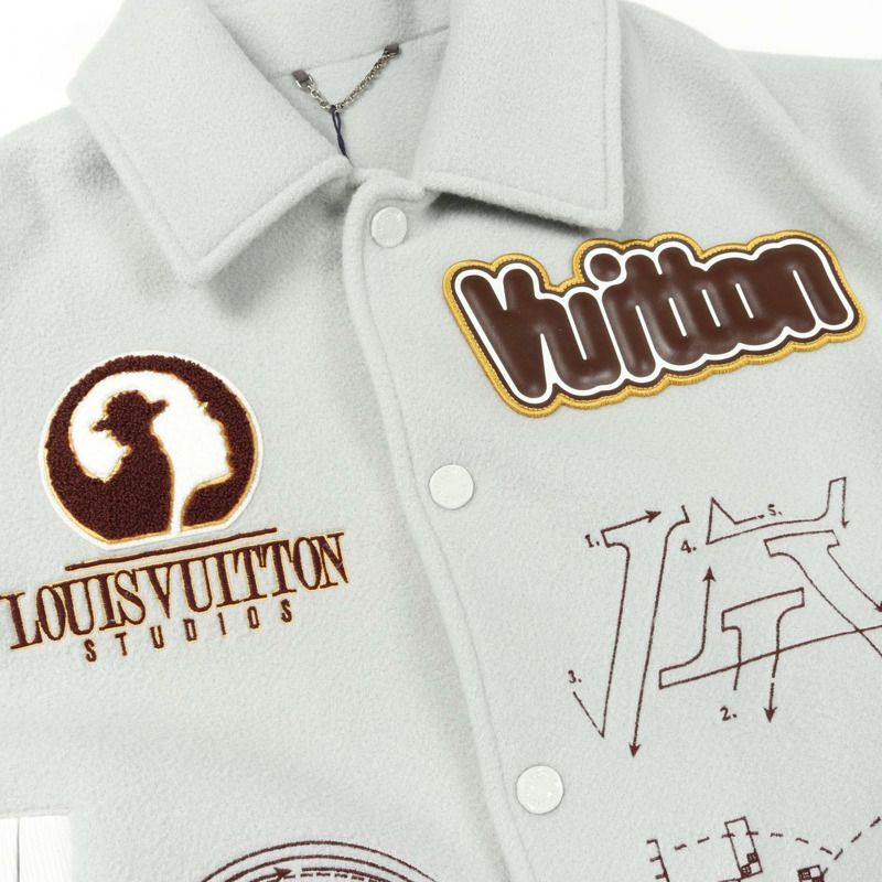 路易威登 (LOUIS VUITTON) 棒球外套 #48 RM232 CAW HPL68E 羊毛皮革灰 LV-11