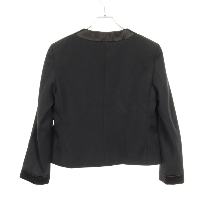 香奈兒 COCO 標誌紐扣 無色羊毛夾克 黑色 二手 女-1