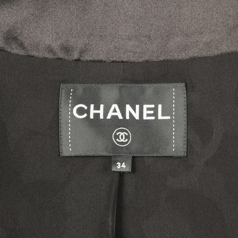 香奈兒 COCO 標誌紐扣 無色羊毛夾克 黑色 二手 女-2