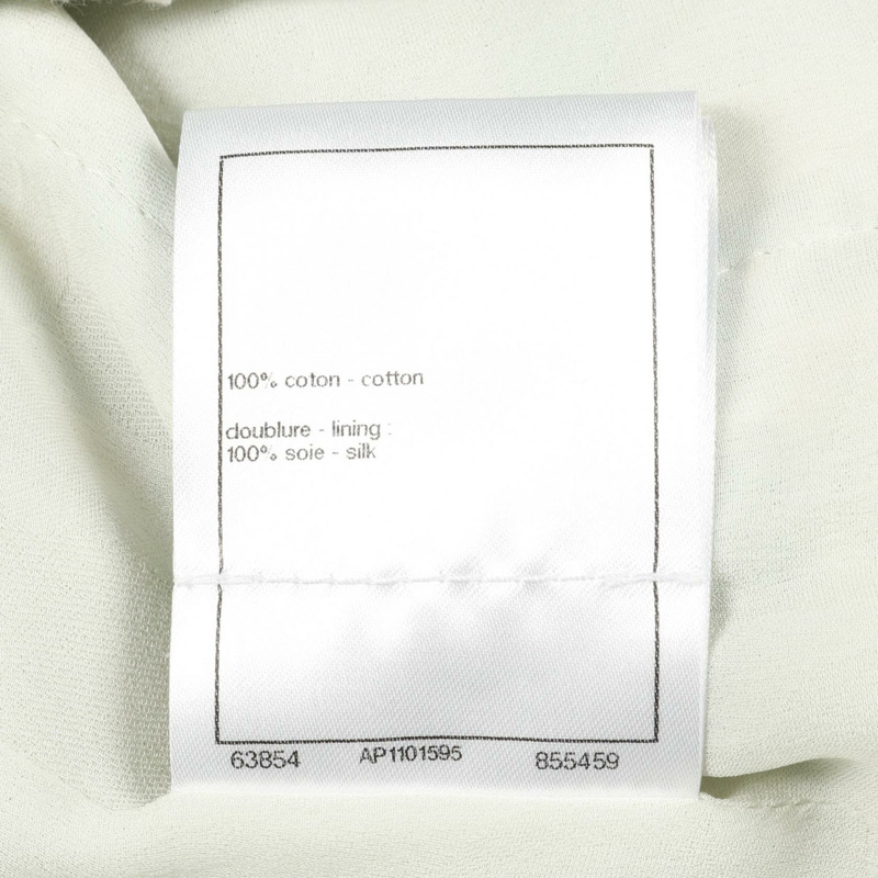 香奈兒 COCO 標誌珠寶紐扣斜紋軟呢外套 P74811V66438 棉質 藍白 二手 女款-4