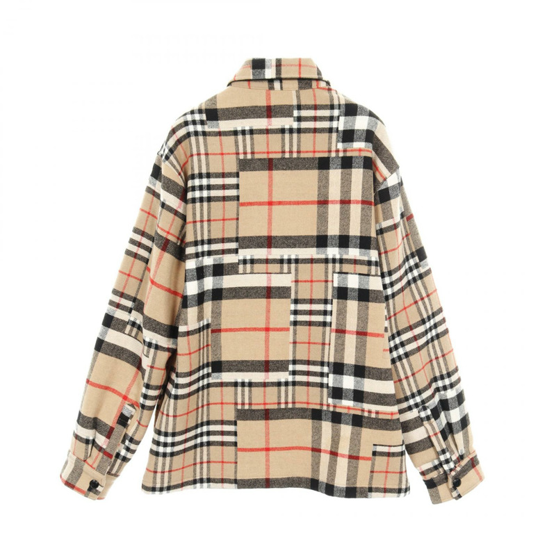 博柏利復古格紋襯衫 其他外套 羊毛 米色 黑色 紅色 二手 男士-1