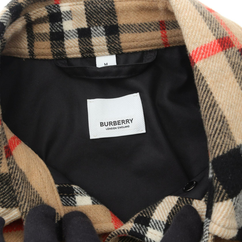 博柏利復古格紋襯衫 其他外套 羊毛 米色 黑色 紅色 二手 男士-2