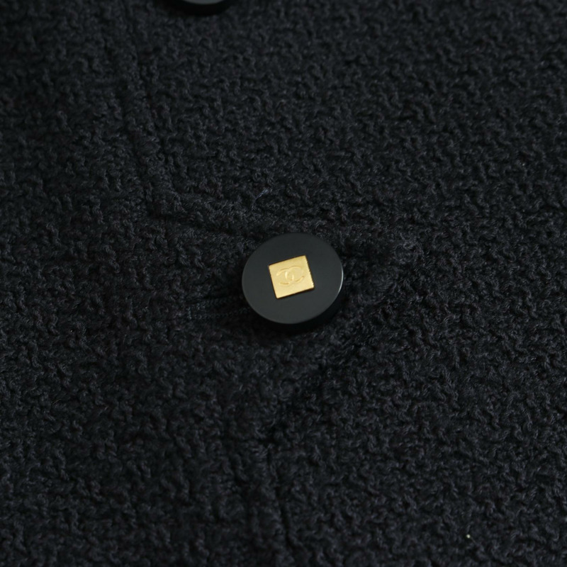 香奈兒 COCO 標誌紐扣斜紋軟呢外套 P08220V04980 羊毛 海軍藍 二手 女款-8