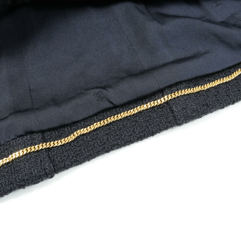 香奈兒 COCO 標誌紐扣斜紋軟呢外套 P08220V04980 羊毛 海軍藍 二手 女款-9