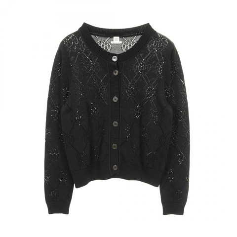 愛馬仕 H Lift 針織開襟衫 #42 2E2710DA 人造絲棉黑色二手女款