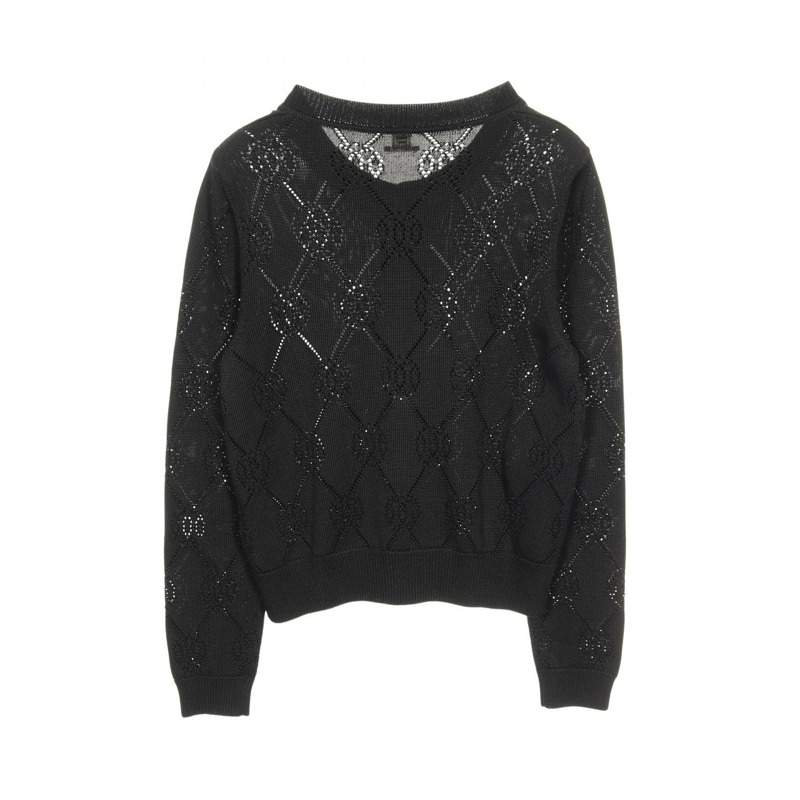 愛馬仕 H Lift 針織開襟衫 #42 2E2710DA 人造絲棉黑色二手女款-1