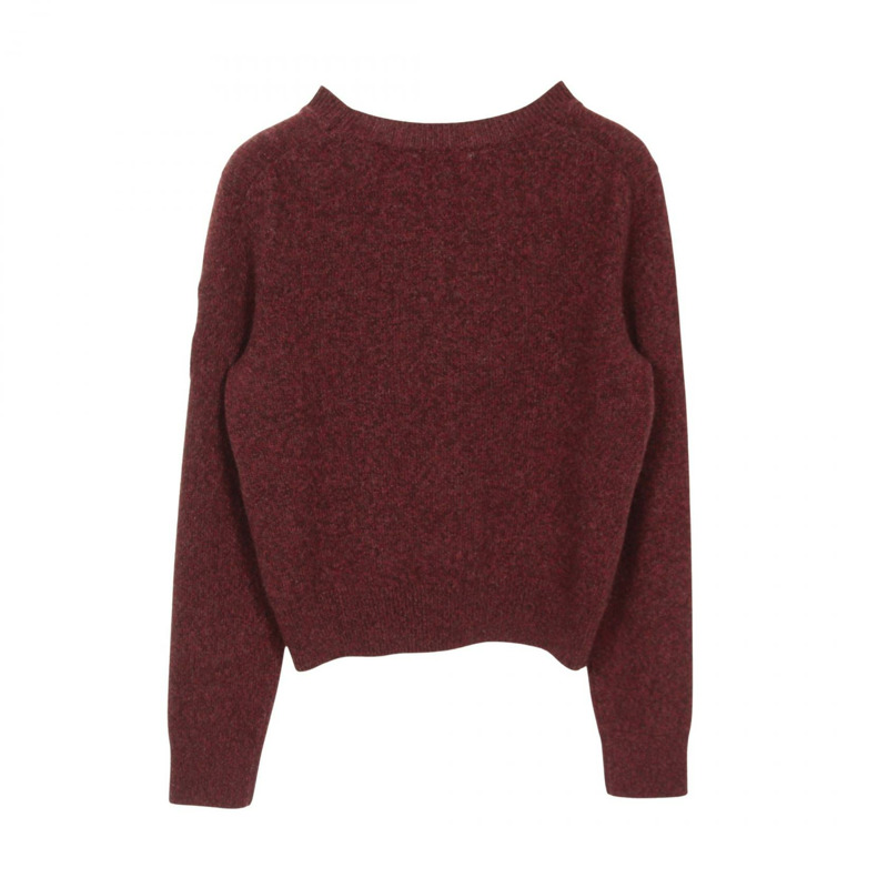 香奈兒 COCO 標誌套頭針織羊絨衫波爾多紅二手女款 #38 CC-1