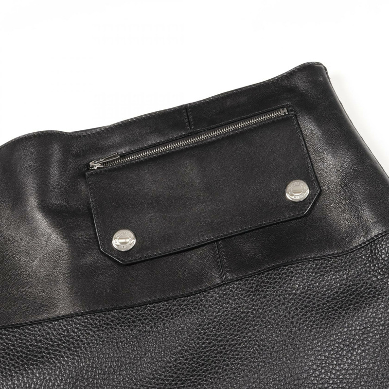 愛馬仕 Sellier 紐扣半身裙緊身皮裙 #36 黑色二手女款-9