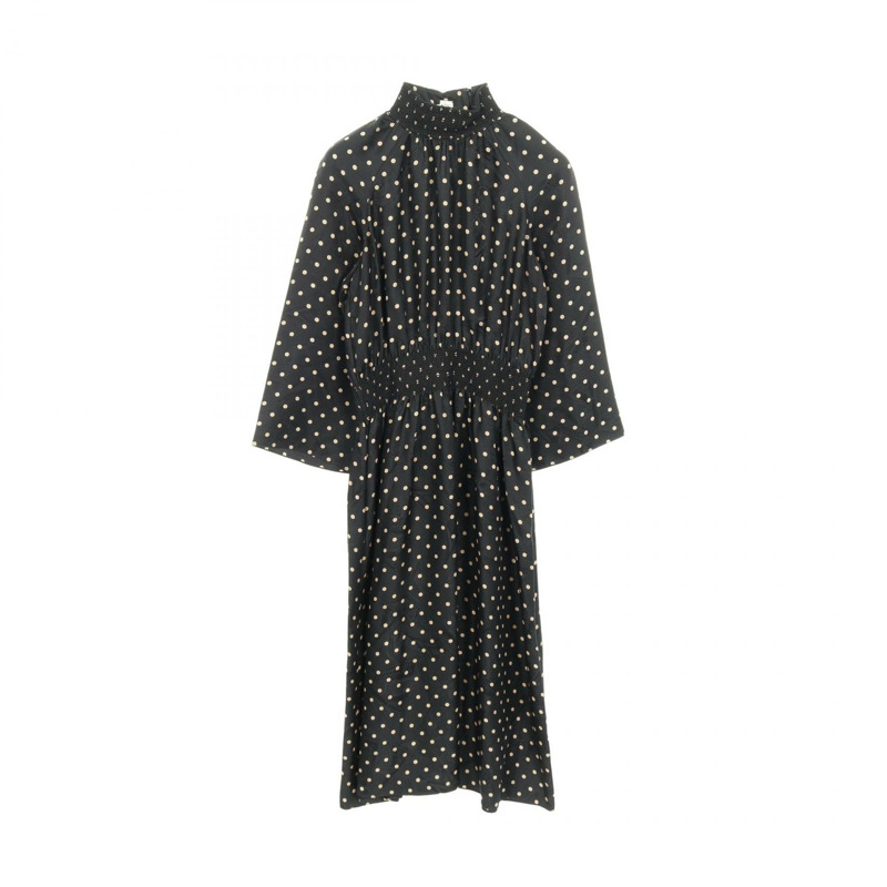 愛馬仕 (HERMES) twillaine 連身裙 #36 真絲黑色棕色二手女裝-0