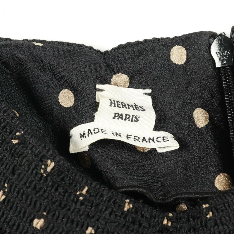 愛馬仕 (HERMES) twillaine 連身裙 #36 真絲黑色棕色二手女裝-2