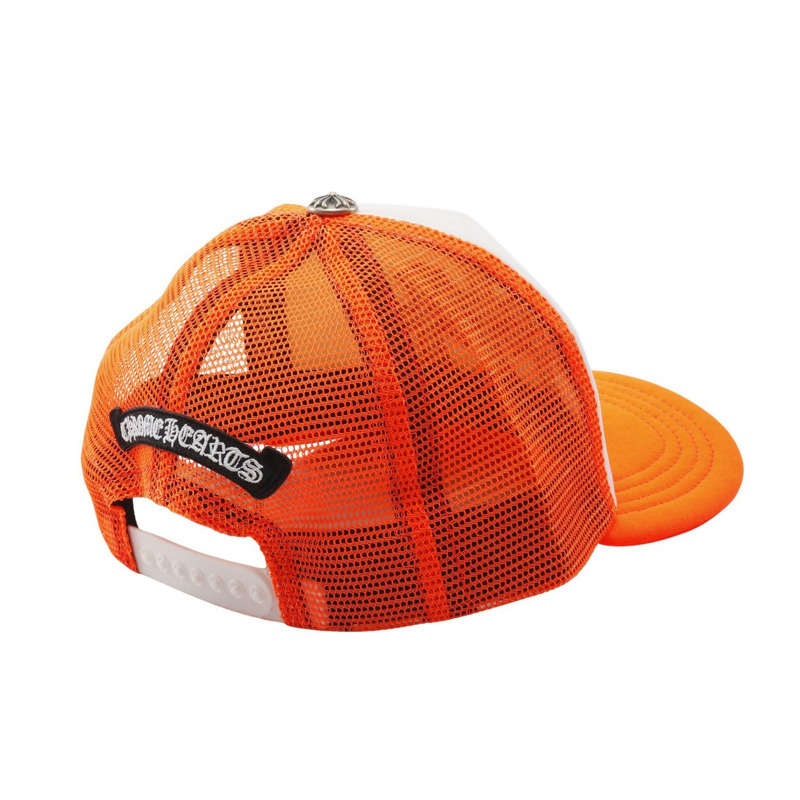 鉻心卡車司機墓園十字貼片帽，聚酯纖維材質，橘白相間，二手男款-1