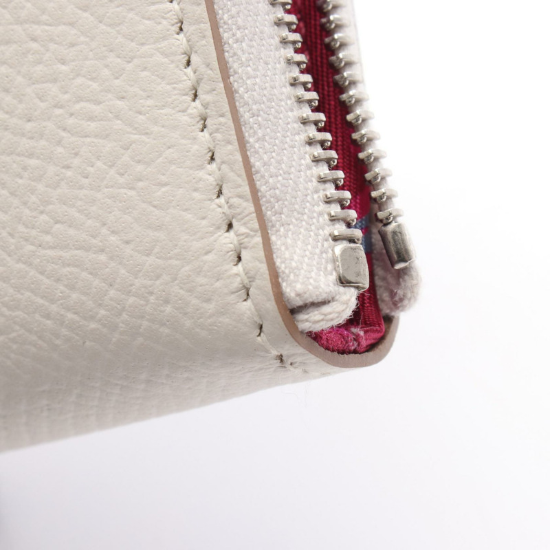 愛馬仕 Azap 絲質迷你皮夾，Epsom 皮革，白色 SHW，二手 B-5