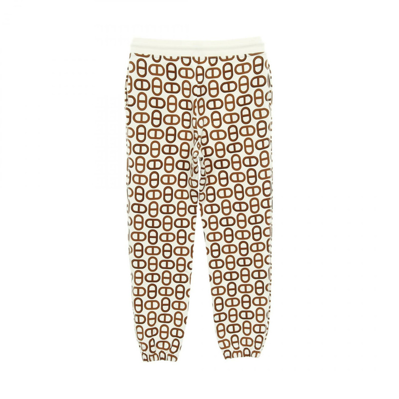 愛馬仕 Chaine Dunkel 棉質長褲，白色/棕色，二手女款，34 碼-1