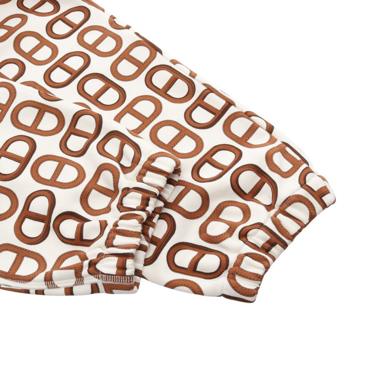 愛馬仕 Chaine Dunkel 棉質長褲，白色/棕色，二手女款，34 碼-4