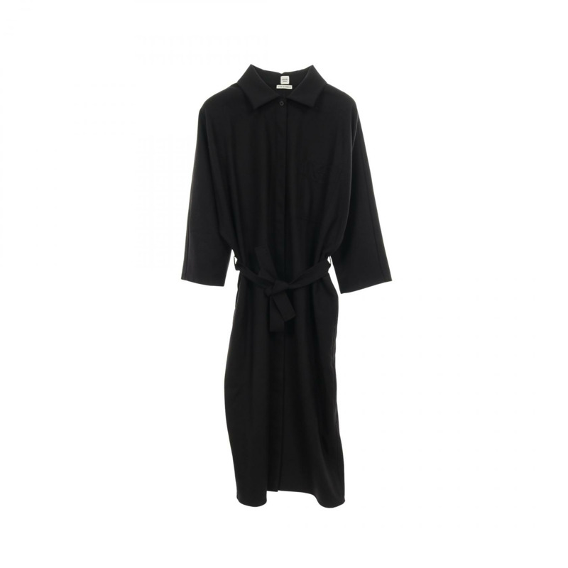 愛馬仕襯衫裙,半袖純羊毛黑二手女裝 #36-0