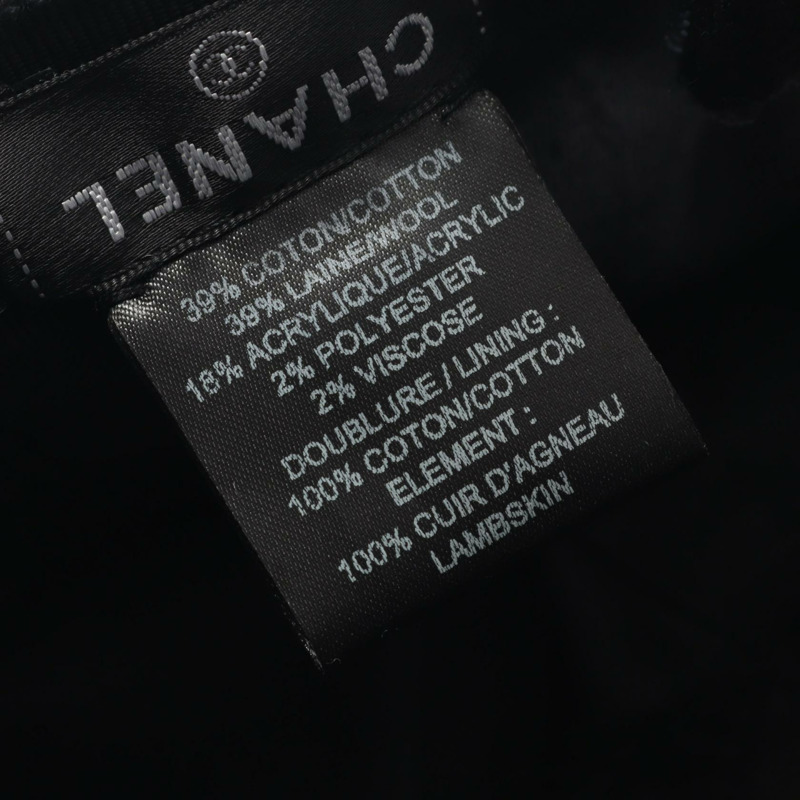 香奈兒 COCO 標誌帽,黑色/白色,二手女款-4